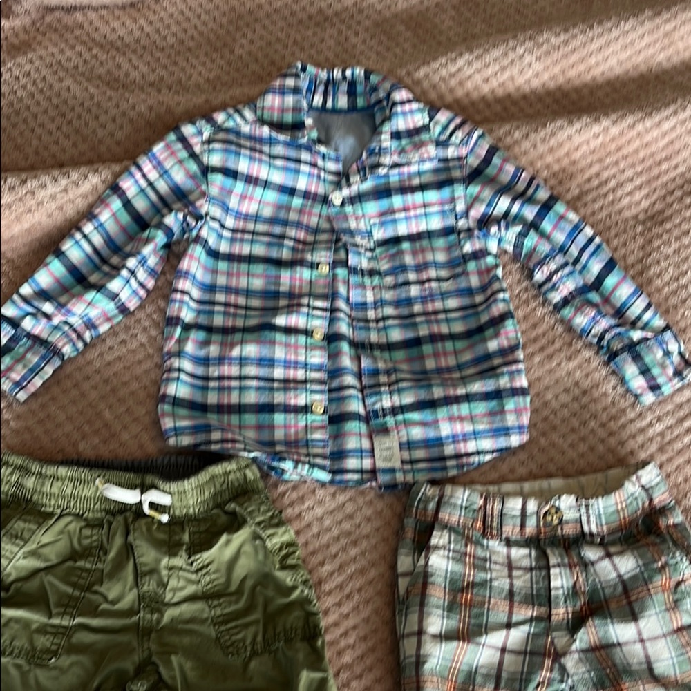 Carter's Blue and Green Button Down Shirt